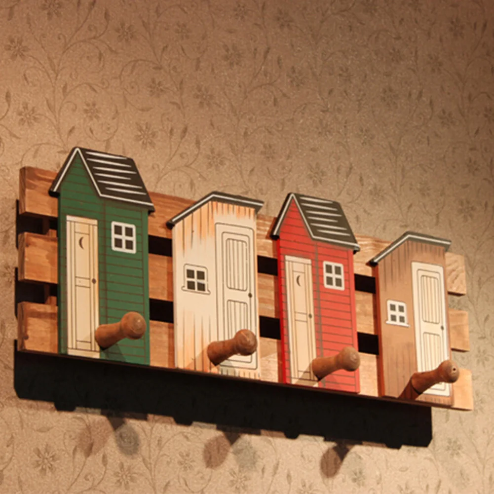 Decorative Wooden Bathroom Wall Mount Practical Clothes Hat Hanging Hook Exquisite Bedroom Key Holder Space Saving Home Towels
