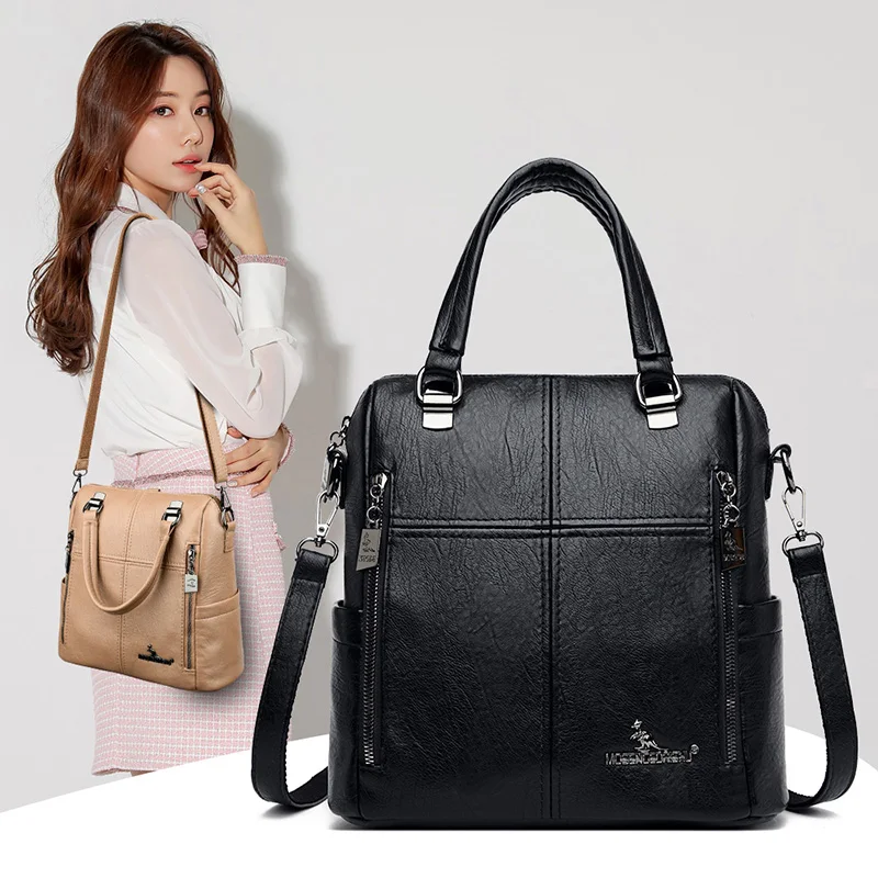 

PU Leather Solid Color Square Shoulder Messenger Bag Women Vintage Simple Handbags Teenager Preppy Style Casual Travel Back Pack