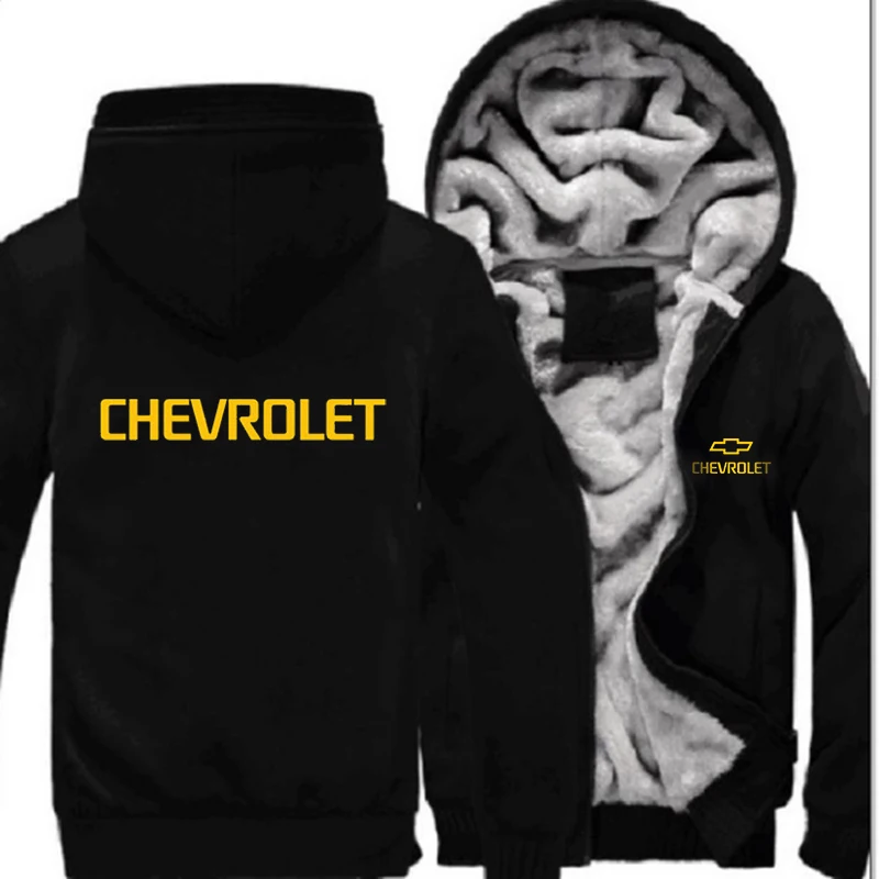 Бренд автомобиля Chevrolet, желтые логотипы, зимние мужские толстовки на молнии, куртки, удобные пальто, модный принт, мужские утепленные толстовки