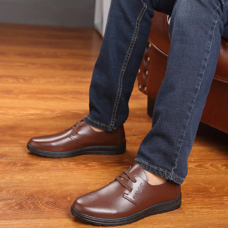 

2019 Summer And Autumn New Style MEN'S Leather Shoes Business Casual Shoes Soft Bottom Versatile round-Toe Lace-up Comfortable