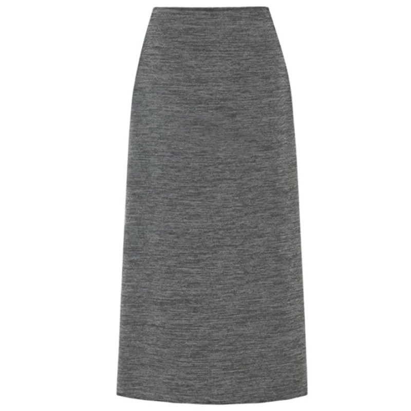 Light Gray Trytree/Осенняя женская повседневная юбка, однотонная, 3 цвета, с карманами, с разрезом по подолу, трапециевидная юбка с эластичной талией, модная юбка до середины икры, Офисная Женская юбка - Цвет: Light Gray