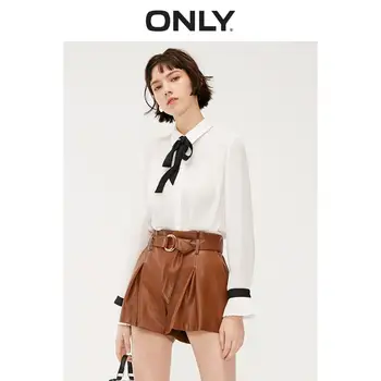 

ONLY Women's Loose Fit Bowtie Long-sleeved Chiffon Shirt | 119105517