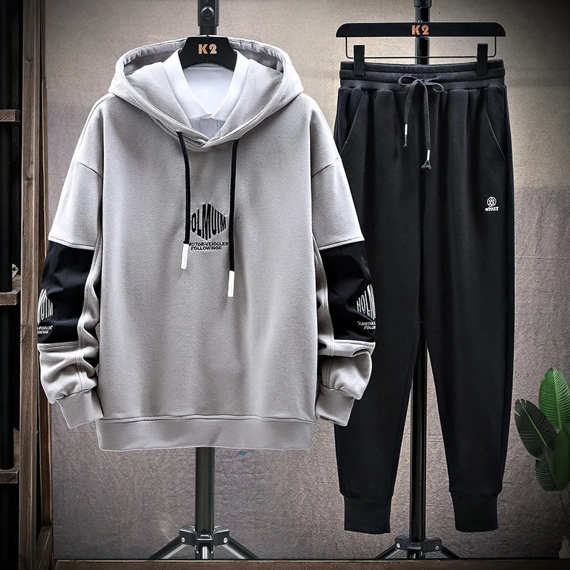 

2020 New Style Spring Hoodie Men's Hooded INS Popular Brand Hong Kong Style Men'S Wear Casual Students Set Handsome Two-Piece Se