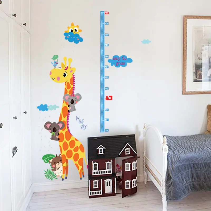 Настенные наклейки с изображением жирафа для детской комнаты, таблица роста, детская спальня, детская комната, декор для комнаты, настенные наклейки