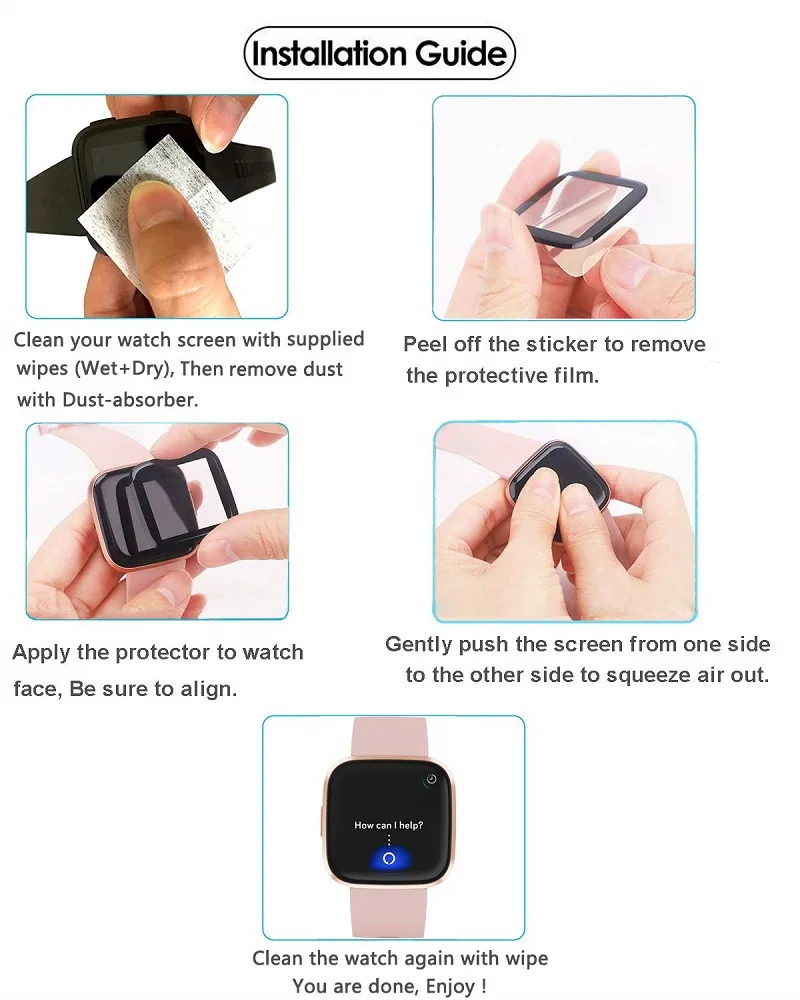 Protetor de Tela Macia para Fitbit Protetora sem Vidro Versa Smartver Capa Completa Película Temperado 100 Pçs 3d 2 - Image 6