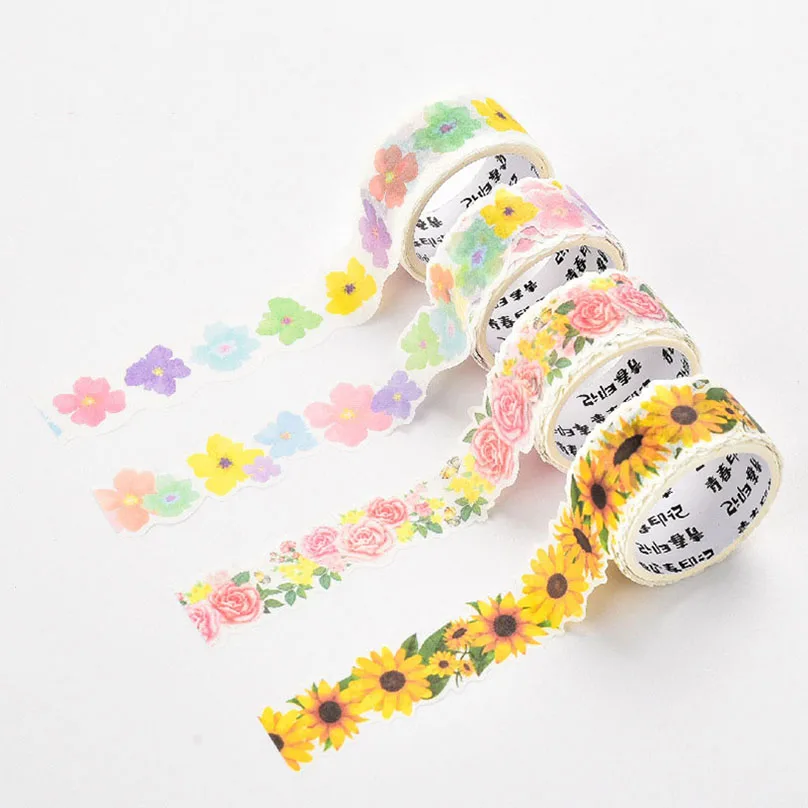 Uds cinta Washi de flores conjunto de pegatinas cinta de Washi japonés papelería pétalo de cinta adhesiva de la escuela Cinta adhesiva decorativa