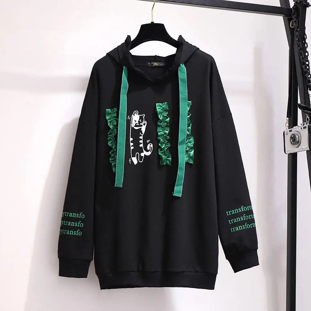 2XL-6XL размера плюс Осенний женский свитер с капюшоном хлопковый Повседневный
