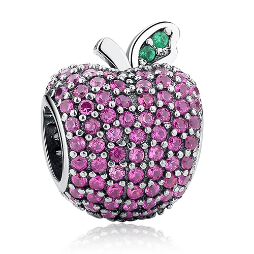 PY1137 Fit pandora браслет стерлингового серебра 925 цветок, apple, узел Сердце, Клевер Хрустальные Бусы Подвески DIY Изготовления Ювелирных Изделий - Цвет: PY1137