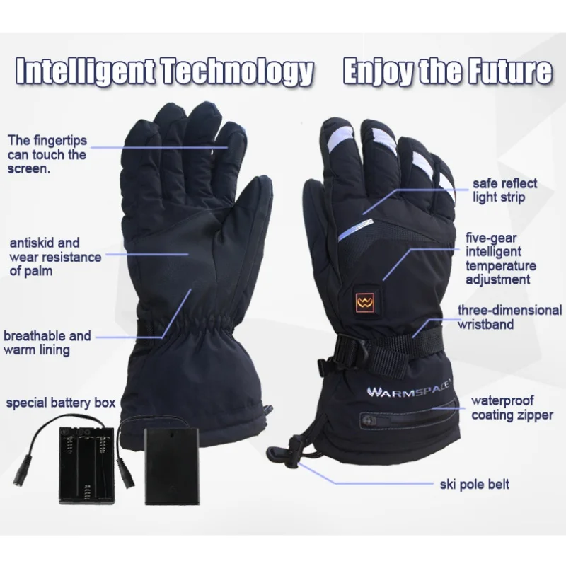 Уличные зимние электрические термальные перчатки водонепроницаемые USB перчатки с подогревом на батарейках с сенсорным экраном для катания на лыжах и велоспорта зимняя рукавица