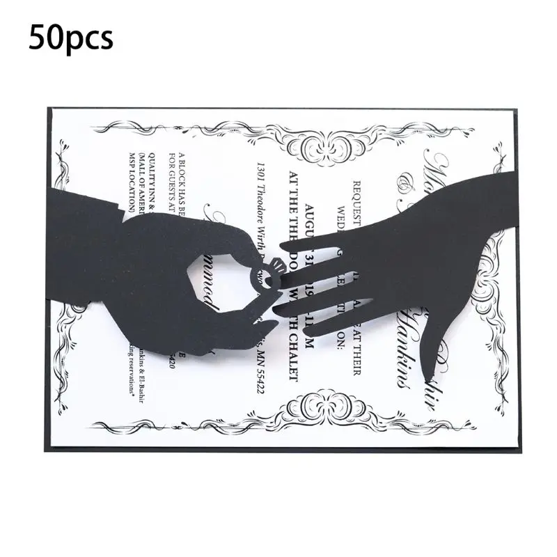  50pcs Wedding Invitation Cards Kits with Envelopes Laser Cut Birthday Greeting Card Wedding Decorat - 4.00036E+12