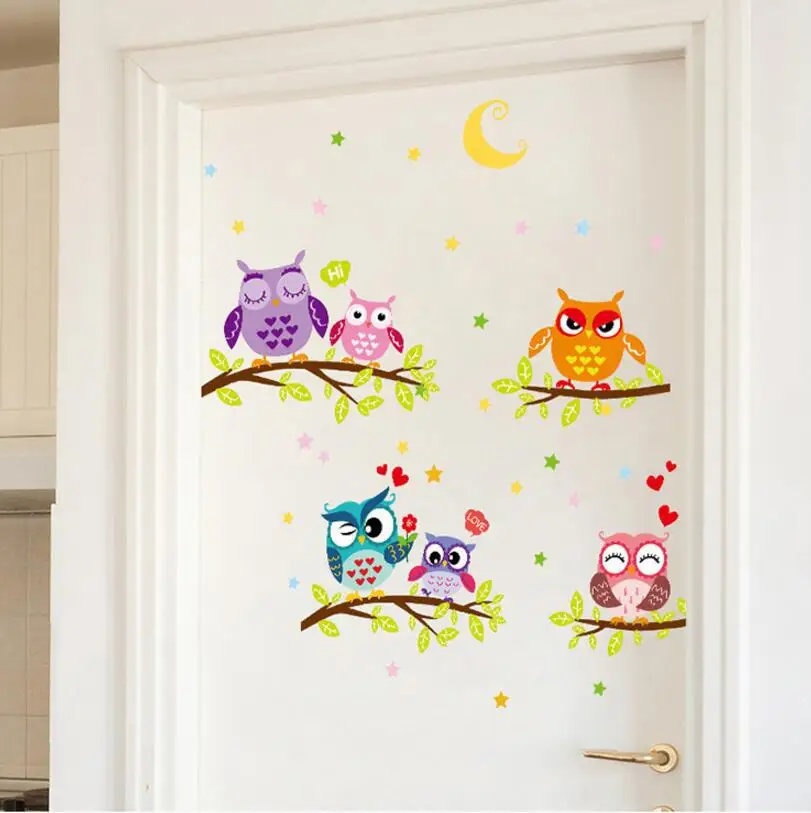 Kun Still New Style Creative Owl Moon Star Bedroom Warm Room Decorations Wall Stickers Wholesale DL0519