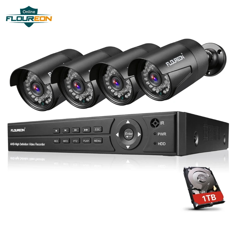 Floureon 8CH CCTV DVR комплект 4 шт. 3000TVL наружные водонепроницаемые камеры 1 ТБ HDD 1080P