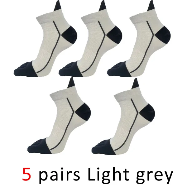 Light grey VERIDICAL/5 пар/лот, хлопковые носки с пальцами для мужчин, для мальчиков, для защиты лодыжки, носки с пятью пальцами, компрессионные сетчатые носки-башмачки, модные - Цвет: Light grey