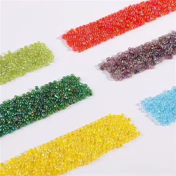 

1200Pcs/Lot 2mm Brilliant Transparent Seed Beads DIY 11/0 Glass Bugle Seedbeads For Craft Jewelry Garment Sewing Accessories