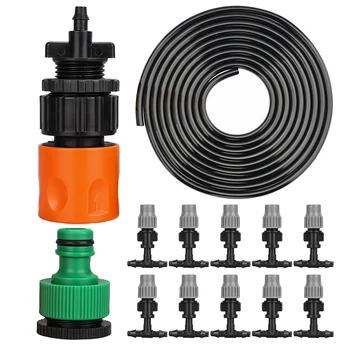 

Plastic 10M Irrigation Watering Kit Cooling Misting System Water Sprayer Mist Atomizing Hose Nozzles Set Patio Garden Greenhouse
