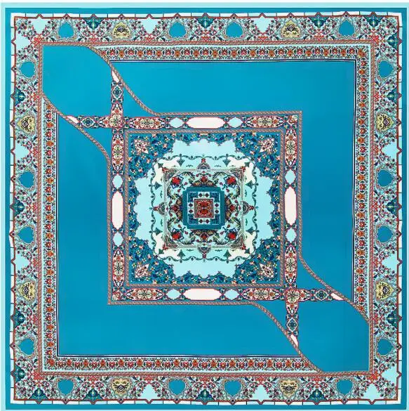 100 см квадратный шелковый шарф 59 дизайнов роскошный бренд шейный платок мусульманский платок квадратные шарфы женский платок Женская бандана - Цвет: C3