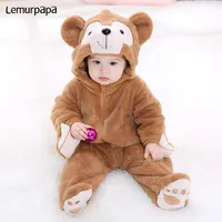 Baby Boy Girl Clothes Romper Onesie Newborn Cartoon Bear Costume Funny Rompers Flannel Warm Winter Infant Clothing 1