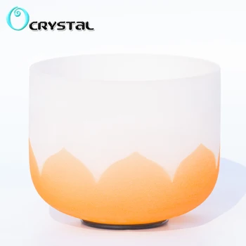 

8 Inch D Sacral Orange Lotus for Energy Healing Chakra Quartz Crystal Singing Bowl 8"
