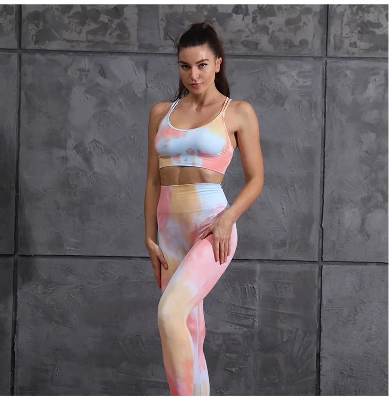 NEW Dyeing Seamless yoga set gym fitness clothing sportswear high waist gym leggings suit sports bra sports suits yoga top 2020