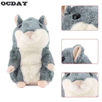 

OCDAY Talking Hamster Mouse Pet Plush Toy Gray Interactive Cute Sound Record Hamster Educational Toy For Kids Gift Animal Toys