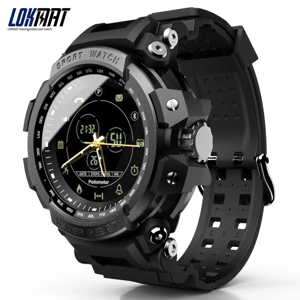 Cena LOKMAT SmartWatch Sport krokomierz Bluetooth 50M wodoodporny przypomnienie informacji cyfrowy inteligentny zegarek dla mężczyzn dla Ios i androida