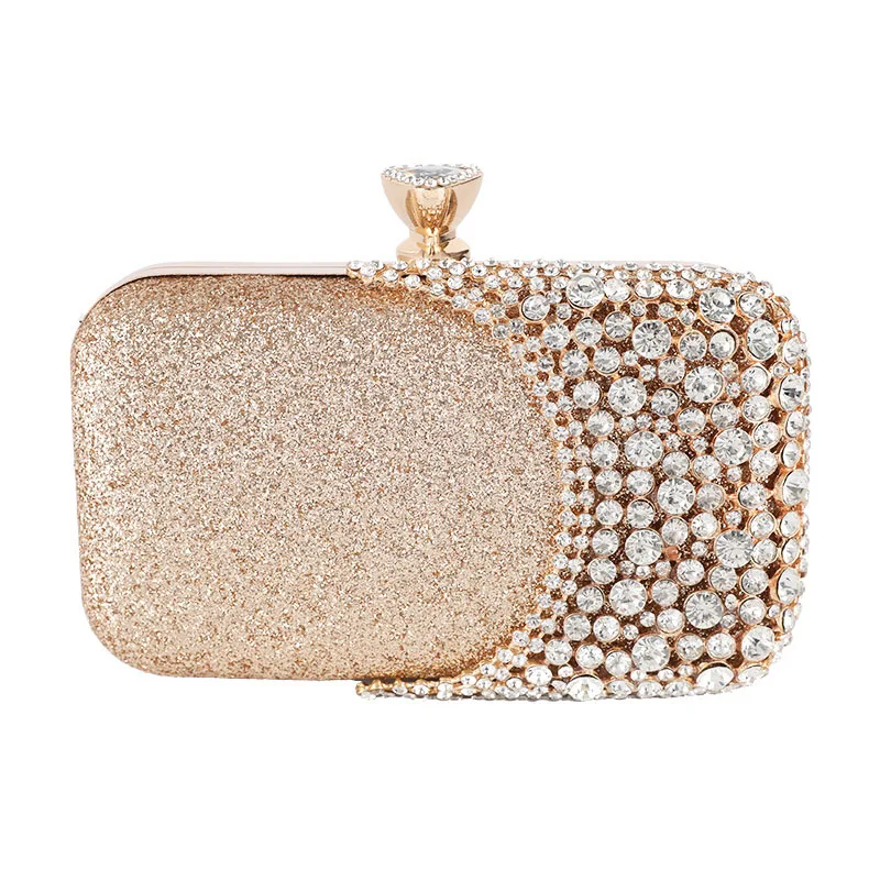 Luxy Moon Gold Sparkly Clutch Bag Front View