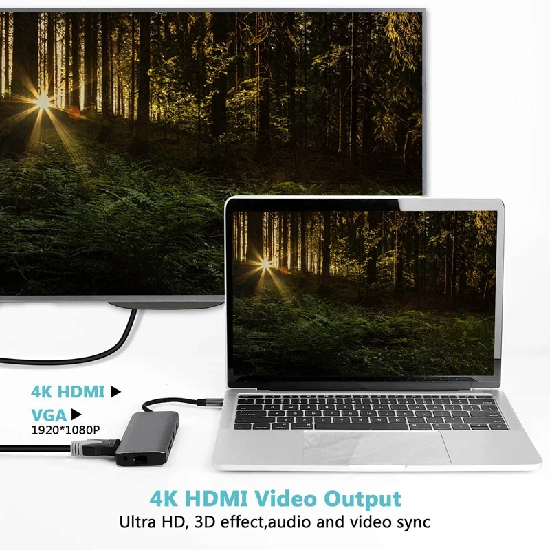 Док станция 9 в 1 USB C концентратор адаптер VGA HDMI сетевой порт o PD для ноутбука