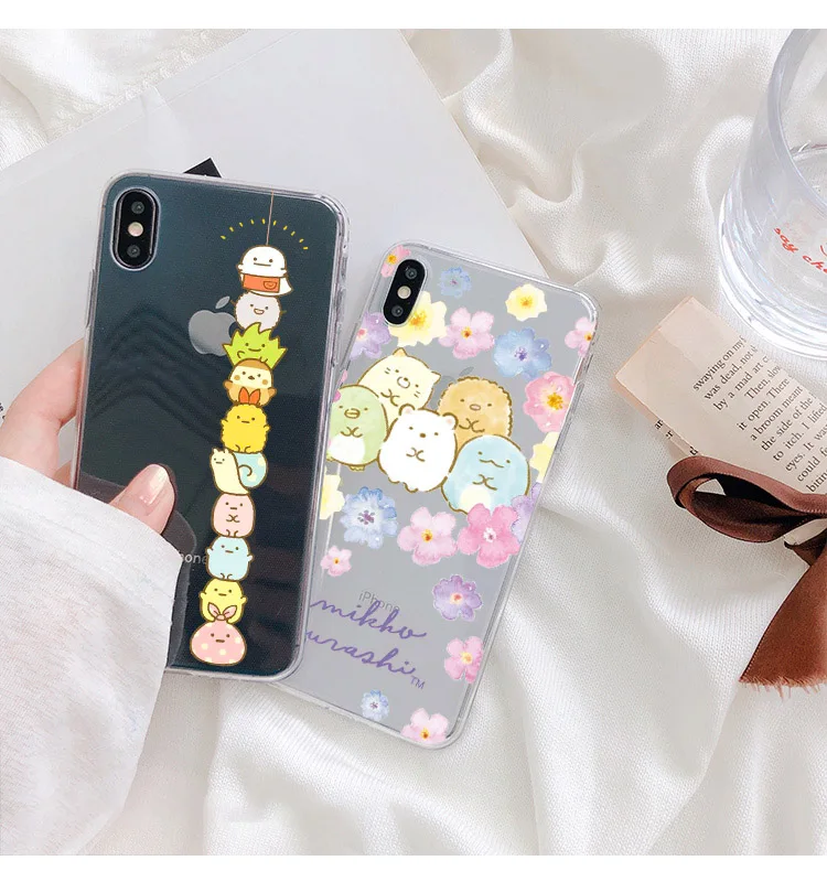 Милый мультяшный чехол для телефона из японского аниме Sumikko Gurashi iPhone 7X6s 8 plus X XR 11