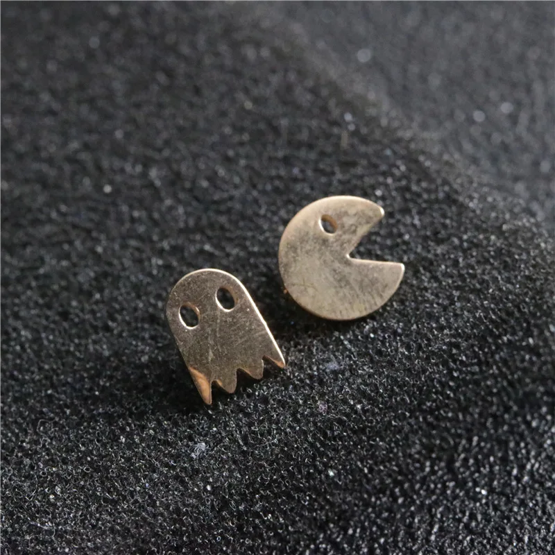 Stainless Steel Earrings Geometric Women Men Hip hop Black Star Ghost Spike Stud Fashion Jewelry Gift пирсинг