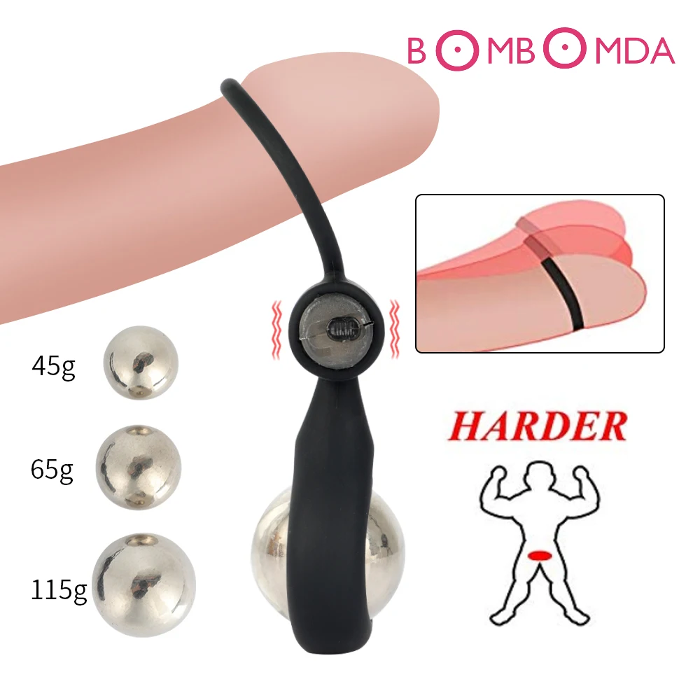 Penis Rings Sex Toy For Men Cockring Single Frequency 3 Pcs Metal Ball Enlarger Trainer Dick RIng Vibrator | Красота и здоровье