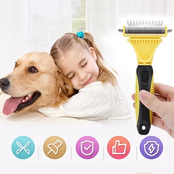 

Pet Dematting Comb Multi-Functional Pet Grooming Brush Practical with 2 Sided Undercoat Rake JS23