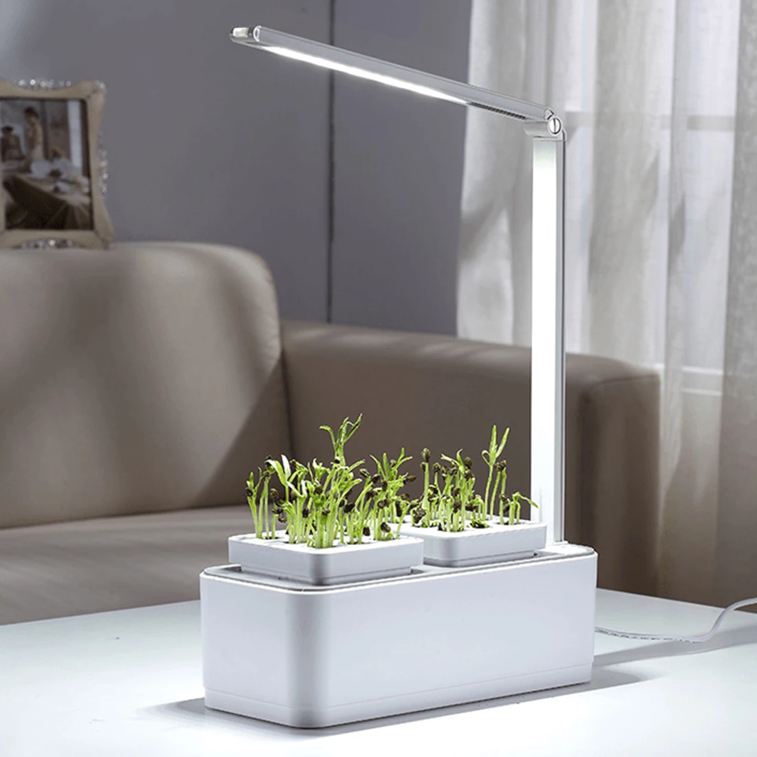 VICTAMX  Mini Creative Auto Watering Pot Personal Lazy Garden Planter Electronic Intelligent Flowerpot with LED Lamp- US/EU Plug