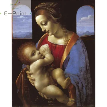 

Da Vinci " Madonna Litta " Oil Painting Print on Cotton Canvas Painting Abstract Christmas Decorations for Home YG1087