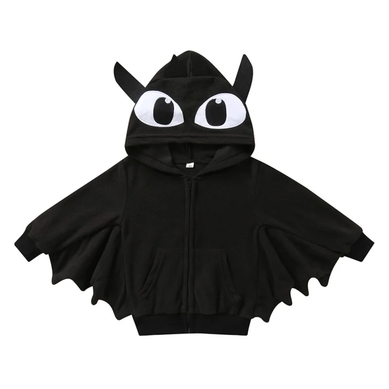 

Baby Halloween Clothing Autumn Cartoon Print Bat Hooded Jacket Boy Girl Cotton Cosplay Clothes