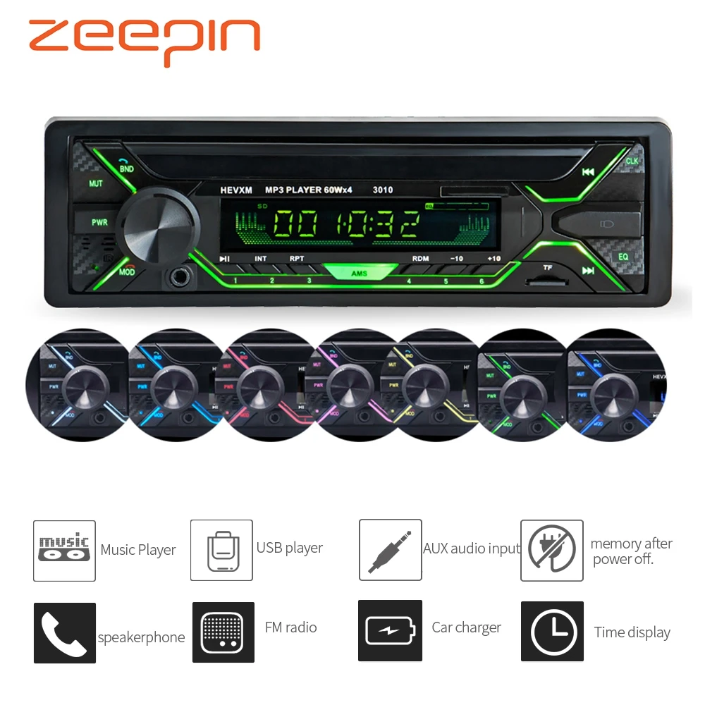 Bluetooth автомобильный mp3 плеер аудио стерео Радио 12 В в тире 1 Din FM Aux вход приемник USB