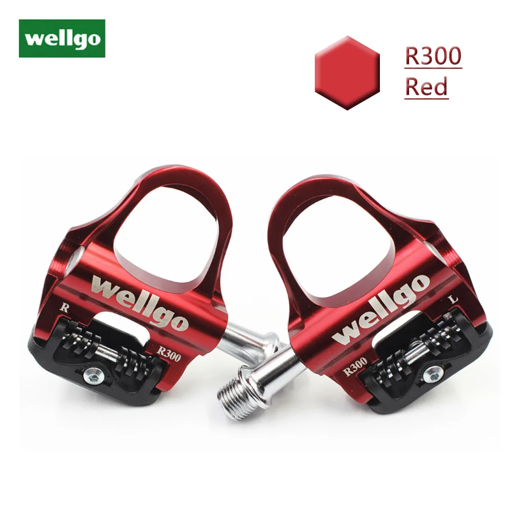 Red Wellgo R300 велосипедные педали сверхлегкие герметичные подшипники самофиксирующиеся с ЧПУ педали для шоссейного велосипеда из алюминиевого сплава велосипедные педаль детали велосипеда - Цвет: Red