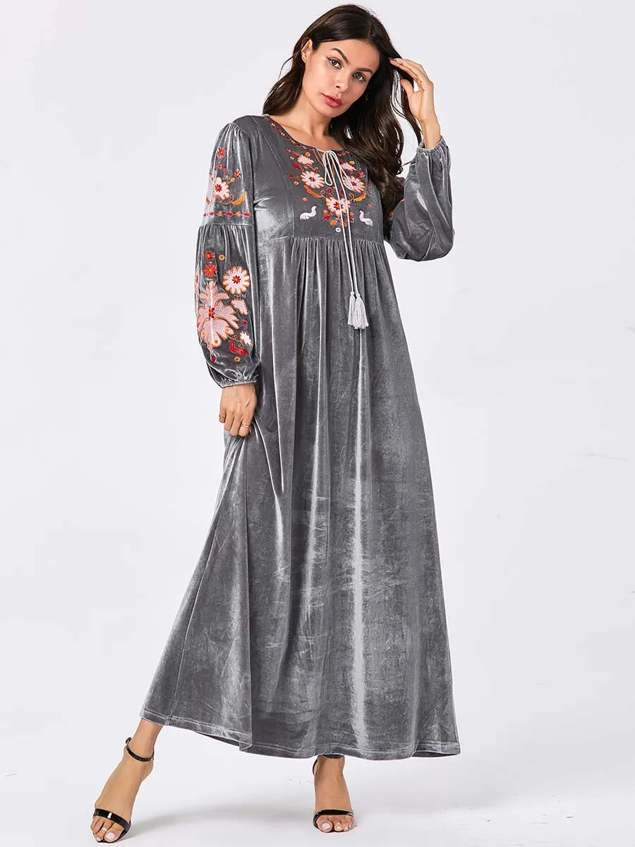 Мусульманская одежда элегантное бархатное мусульманское платье женское Макси