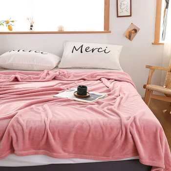 

Flannel Fleece Throw Blanket Solid Soft Living Room Bedroom Air Blankets Bedding Sofa Bed Bed Conditioning Cover For Plush For