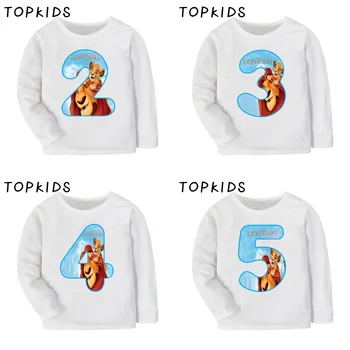 

2019 Boys Girls Happy Birthday Number 1-9 Lion King Simba Cartoon T shirt Kids Long Sleeve T-shirt Baby Funny Clothes,LKP5332