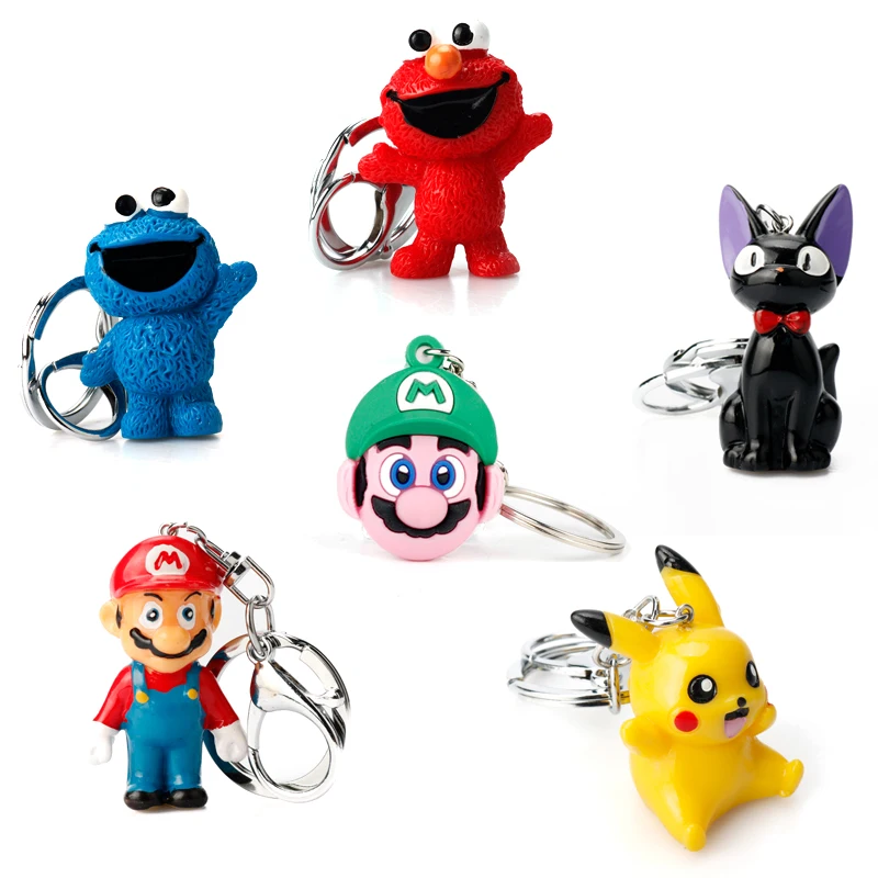 

3D Cartoon Keychain Sesame Street/Kiki's Delivery Service Cat Key Ring Fashion Purse Bag Jewelry Key Buckle Cute Gift