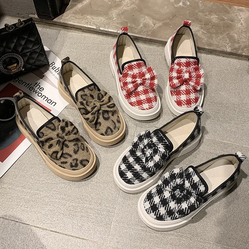 

2020 Spring New Style England Loafers Women's Thick Bottomed Slip-on Loafers Korean-style Casual Versatile Leopord Pattern Shoes