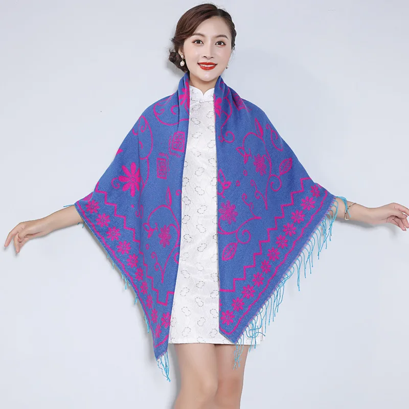 Модный бренд Matagorda осенний женский шарф 55 дюймов кашемировый большой квадратный платок с бахромой шарфы жаккард Пашмина накидка - Цвет: 5