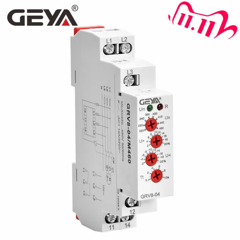 

Free Shipping GEYA GRV8-04 Three Phase Voltage Control Relay Phase Sequence Phase Failure Over Voltage Undervoltage Protection