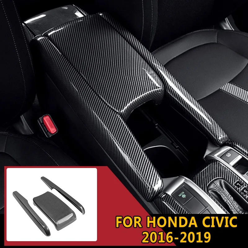 Pcmos ABS внутренняя коробка подлокотника декоративная панель для Honda Civic- углеродное волокно авто Интерьер молдинги наклейки Новые