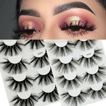 

4 Pairs Mink Eyelashes 25mm Cruelty Free Criss-cross Lashes Thick Natural Lashes Wispies Fluffy Lashes Makeup Extension