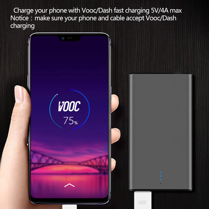 10000 мАч Внешний аккумулятор 5 в 4A Vooc Dash зарядное устройство Внешний аккумулятор для Oneplus 7T Pro 5T 6T Oppo Find X R17 R15 Быстрая зарядка внешний аккумулятор