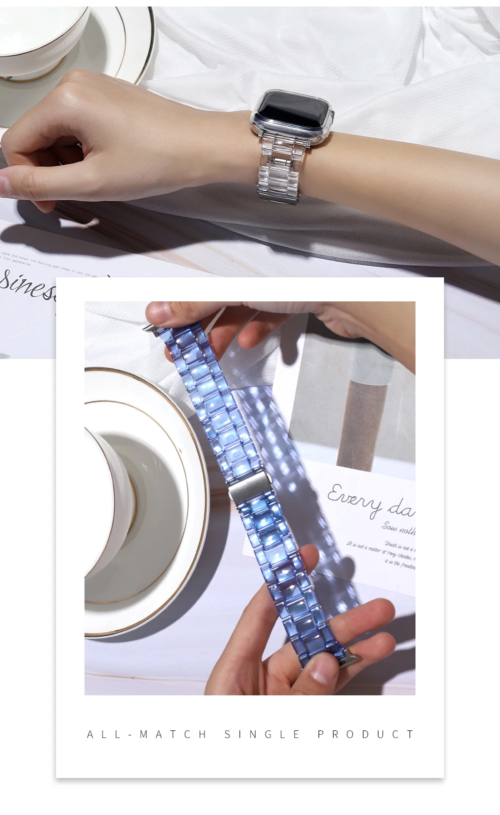 Newest Strap for Apple Watch Band Series SE 7 6543 Transparent for Iwatch bracelet 38 41 45 40mm 42mm 44mm Watchband accessories