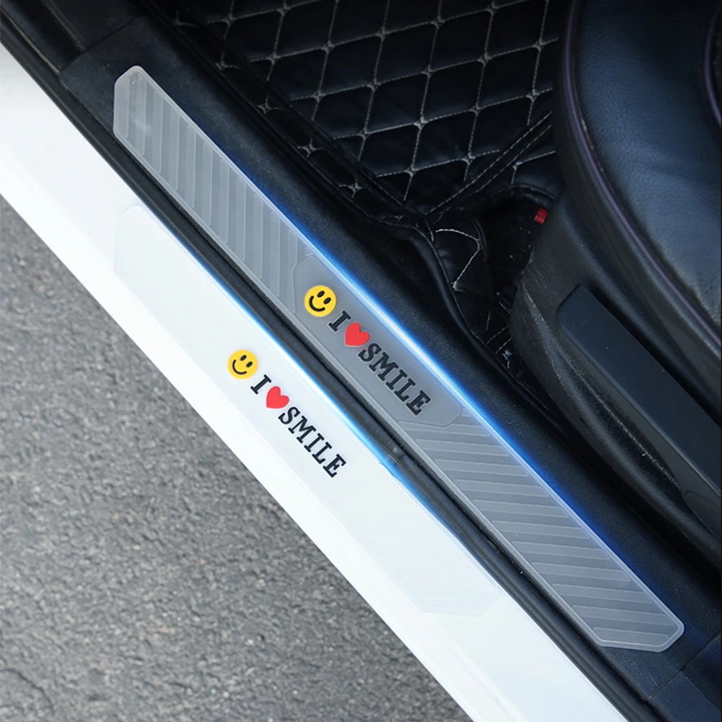 Auto Styling Decoration Accessories 4 Pcs Carbon Fiber Door Sill Protector for Ford ECOSPORT Car Threshold Edge Non-Slip Scuff Guard Protection Strip Sticker