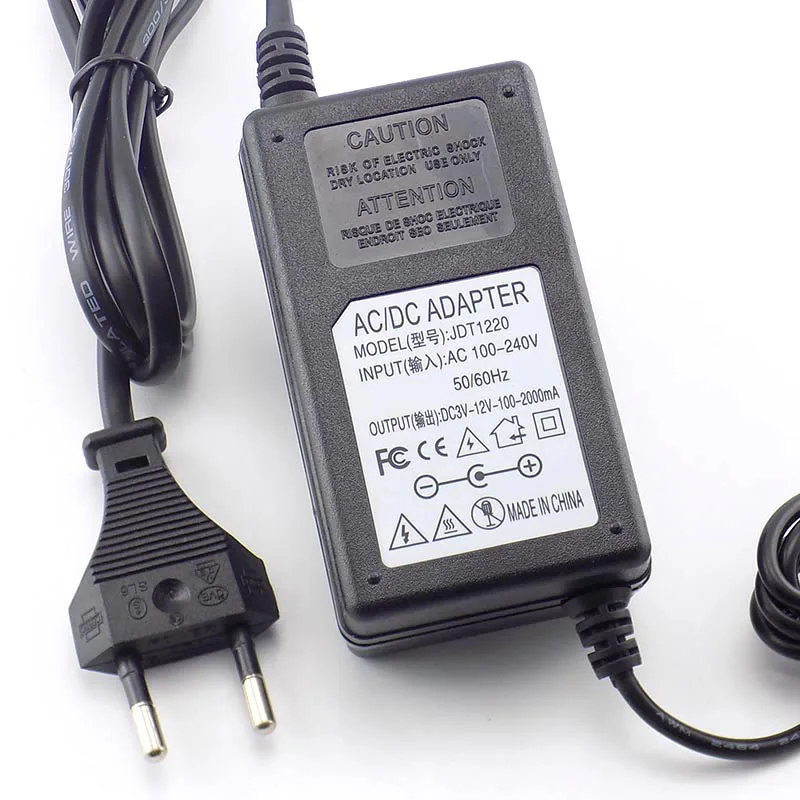 AC 100-220 В к DC Регулируемый адаптер 3-12 В 2.0A CCTV Блок питания для камеры Универсальное зарядное устройство для светодиодной ленты свет 5,5*2,5 мм K09