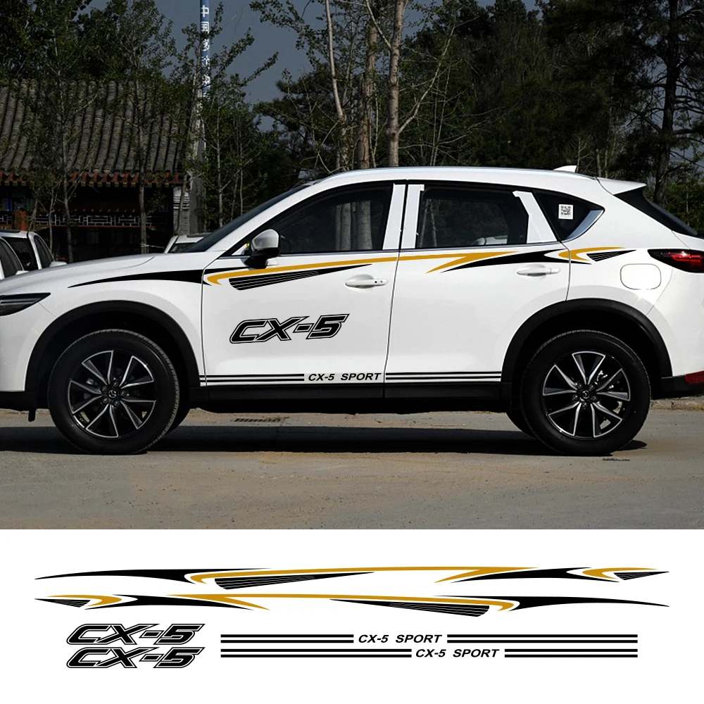 2 шт. автомобильная гоночная длинная полоска Наклейка для Mazda CX-5 Sport DIY Авто покрытие двери виниловая пленка наклейка автомобиля Тюнинг аксессуары